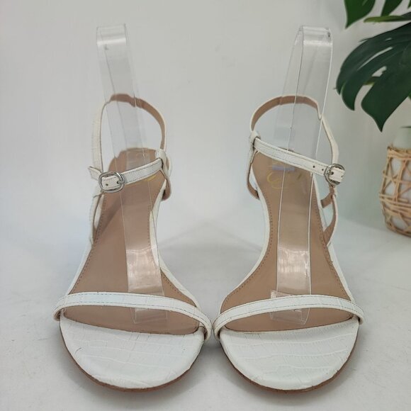 Sam Edelman Women's White Leather Heel Sandals 8M - Picture 2 of 8